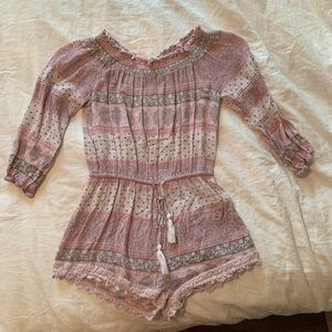 Pink size small off the shoulder romper